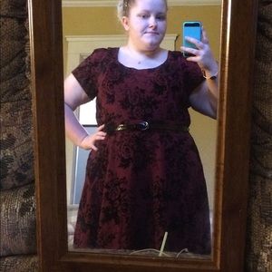 Pretty burgundy dress. Size 18 I believe.